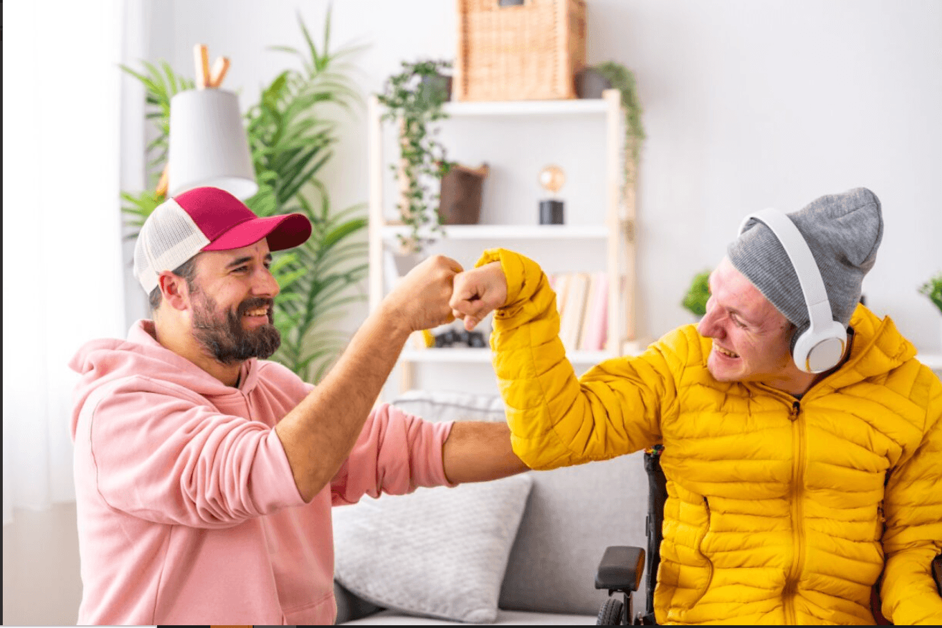 An NDIS participant chats with a support worker